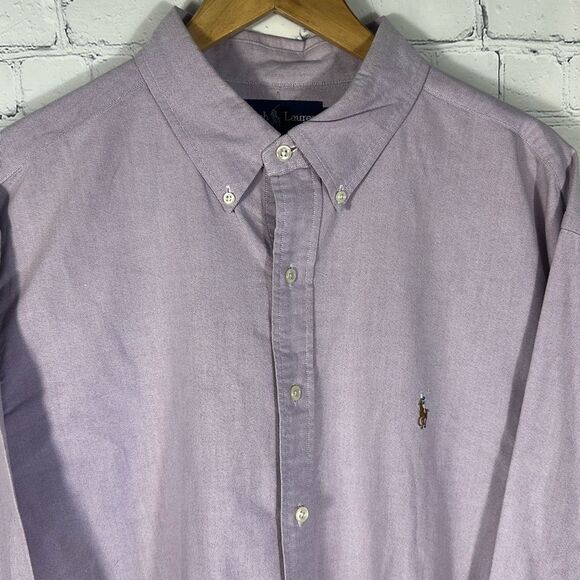 Ralph Lauren Flesh Pony Mens Classic Fit Purple Shirt Button Down Shirt 18 36/ - Picture 2 of 6